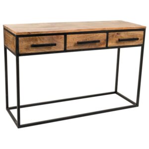 wohnli-moebel-suche-Konsole-aus-Holz-und-Metall-mit-3-Schubladen-121x41x77 Wohnli Möbelsuche - Konsole aus Holz und Metall mit 3 Schubladen