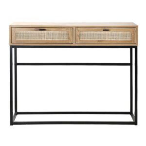 Wohnli Möbelsuche - Konsole aus Rattan mit 2 Schubladen L100cm - Eicheneffect