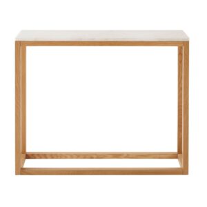 Wohnli Möbelsuche - Konsole aus weißem Marmor und massiver Eiche