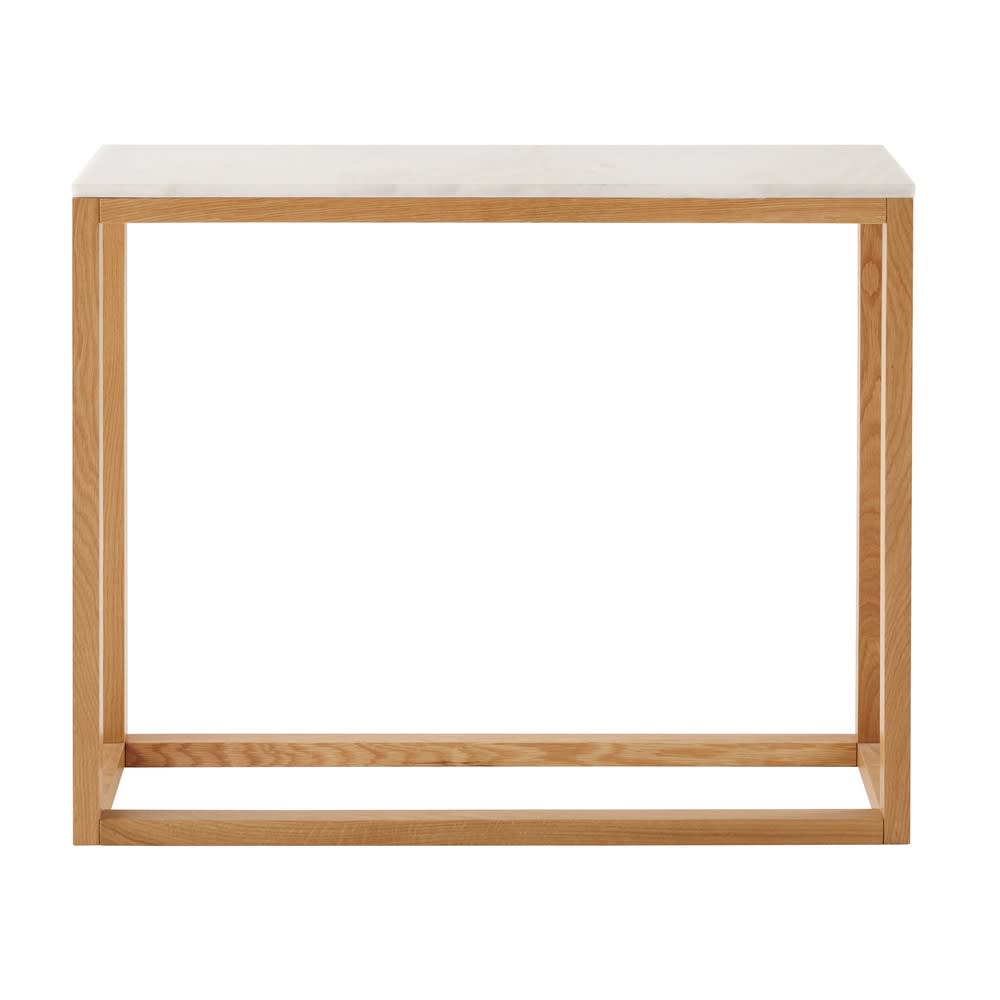 Wohnli Möbelsuche - Konsole aus weißem Marmor und massiver Eiche