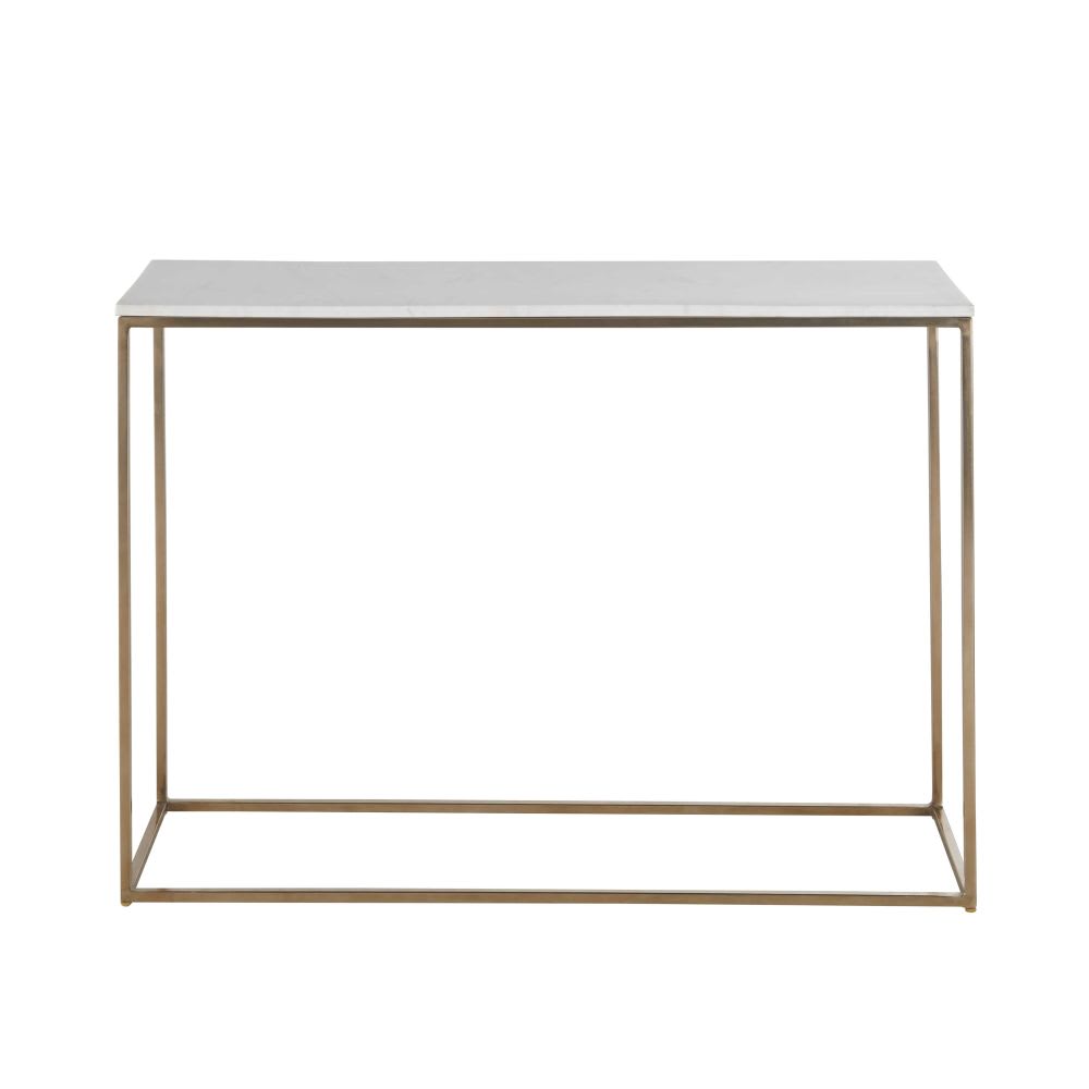 Wohnli Möbelsuche - Konsole aus weißem Marmor und messingfarbenem Metall