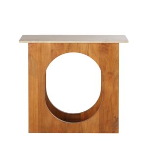 Wohnli Möbelsuche - Konsole im Vintage-Stil aus Travertin und massivem Mangoholz