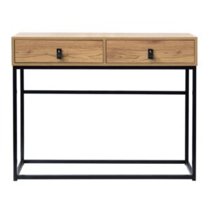 Wohnli Möbelsuche - Konsole in Eichenoptik mit 2 Schubladen und Metallfüßen L100 cm - JILL