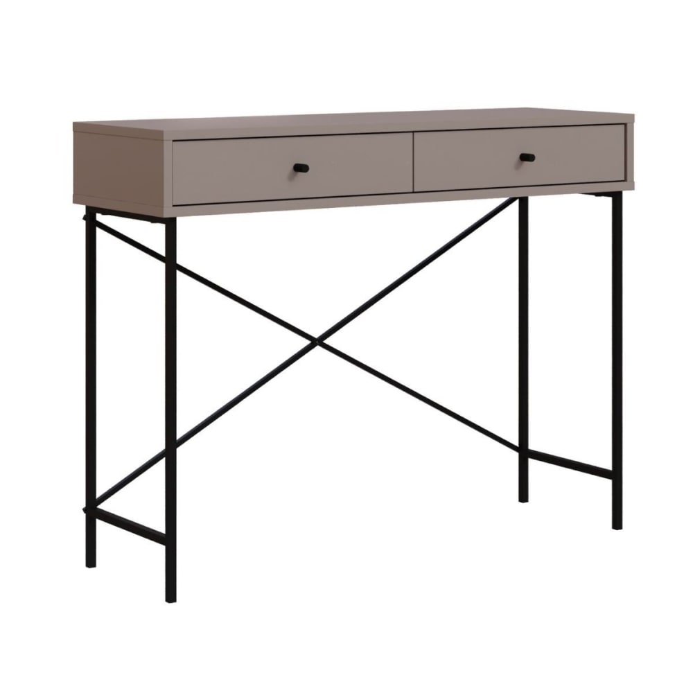 wohnli-moebel-suche-Konsole-mit-2-Schubladen-Farbe-Mokka-und-Metallbeine-L110-cm-Braun Wohnli Möbelsuche - Konsole mit 2 Schubladen Farbe Mokka und Metallbeine - L110 cm - Braun