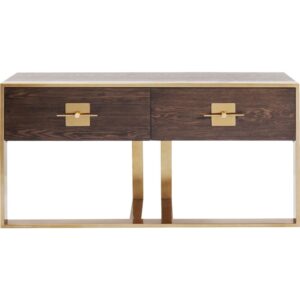 Wohnli Möbelsuche - Konsole mit 2 Schubladen aus Holz und Edelstahl