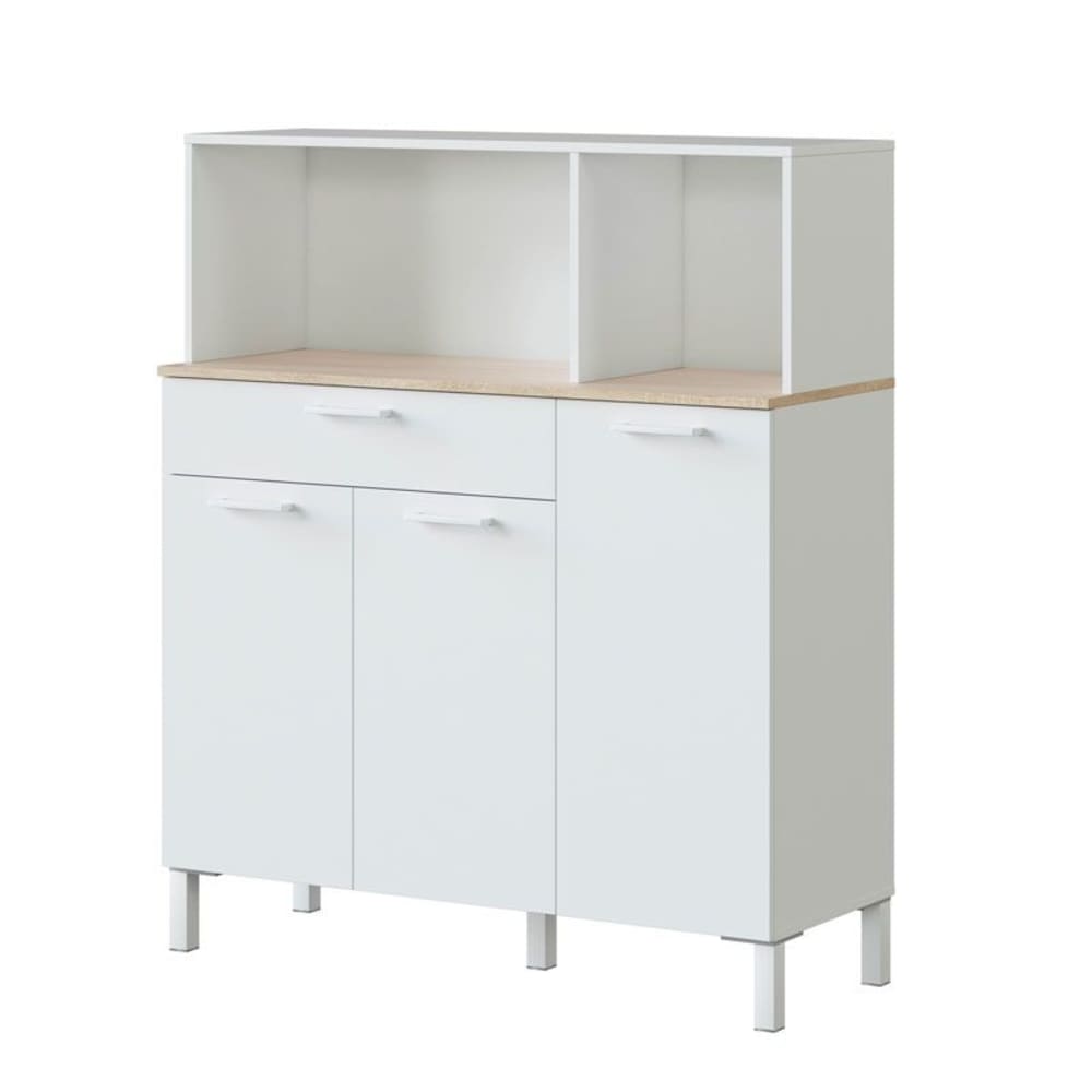 wohnli-moebel-suche-Kuechenbuffet-mit-3-Tueren-und-1-Schublade-L108-x-H126-cm-Weiss Wohnli Möbelsuche - Küchenbuffet mit 3 Türen und 1 Schublade - L108 x H126 cm - Weiß