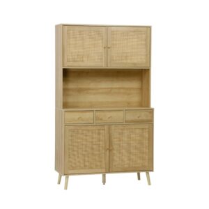 Wohnli Möbelsuche - Küchenschrank Holz-Optik und Rohrgeflecht