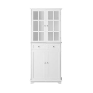 Wohnli Möbelsuche - Küchenschrank mit 6 Fächern und 2 Schubladen aus Holz Weiß