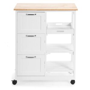 wohnli-moebel-suche-Kuechenwagen-aus-Holz-67x37x835cm-Weiss Wohnli Möbelsuche - Küchenwagen aus Holz 67x37x83