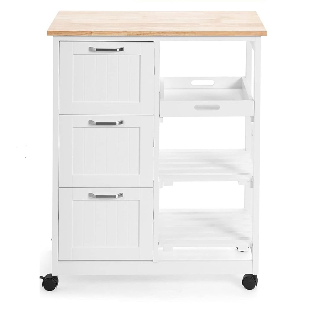 wohnli-moebel-suche-Kuechenwagen-aus-Holz-67x37x835cm-Weiss Wohnli Möbelsuche - Küchenwagen aus Holz 67x37x83