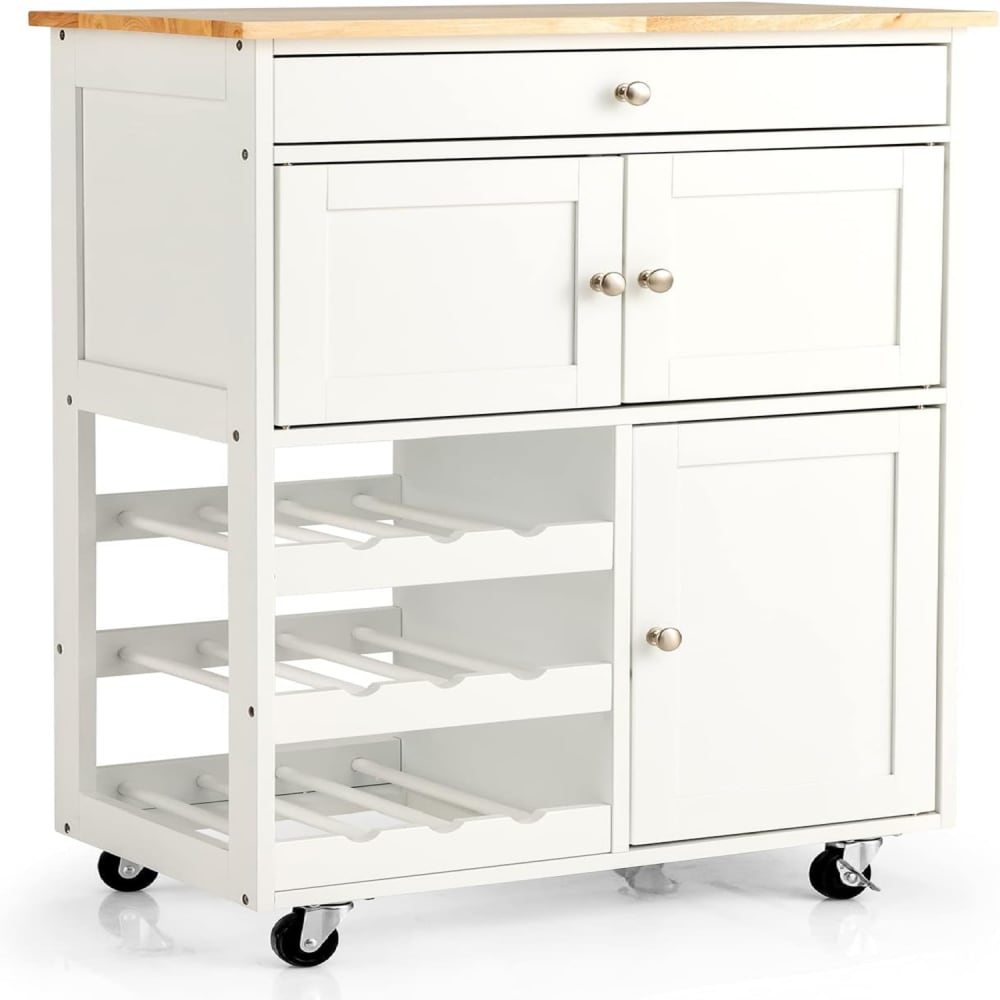 wohnli-moebel-suche-Kuechenwagen-aus-Holz-67x37x86cm-Weiss Wohnli Möbelsuche - Küchenwagen aus Holz 67x37x86cm