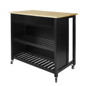 Wohnli Möbelsuche - Küchenwagen mit 2 Schubladen und Ablagen Holz Schwarz