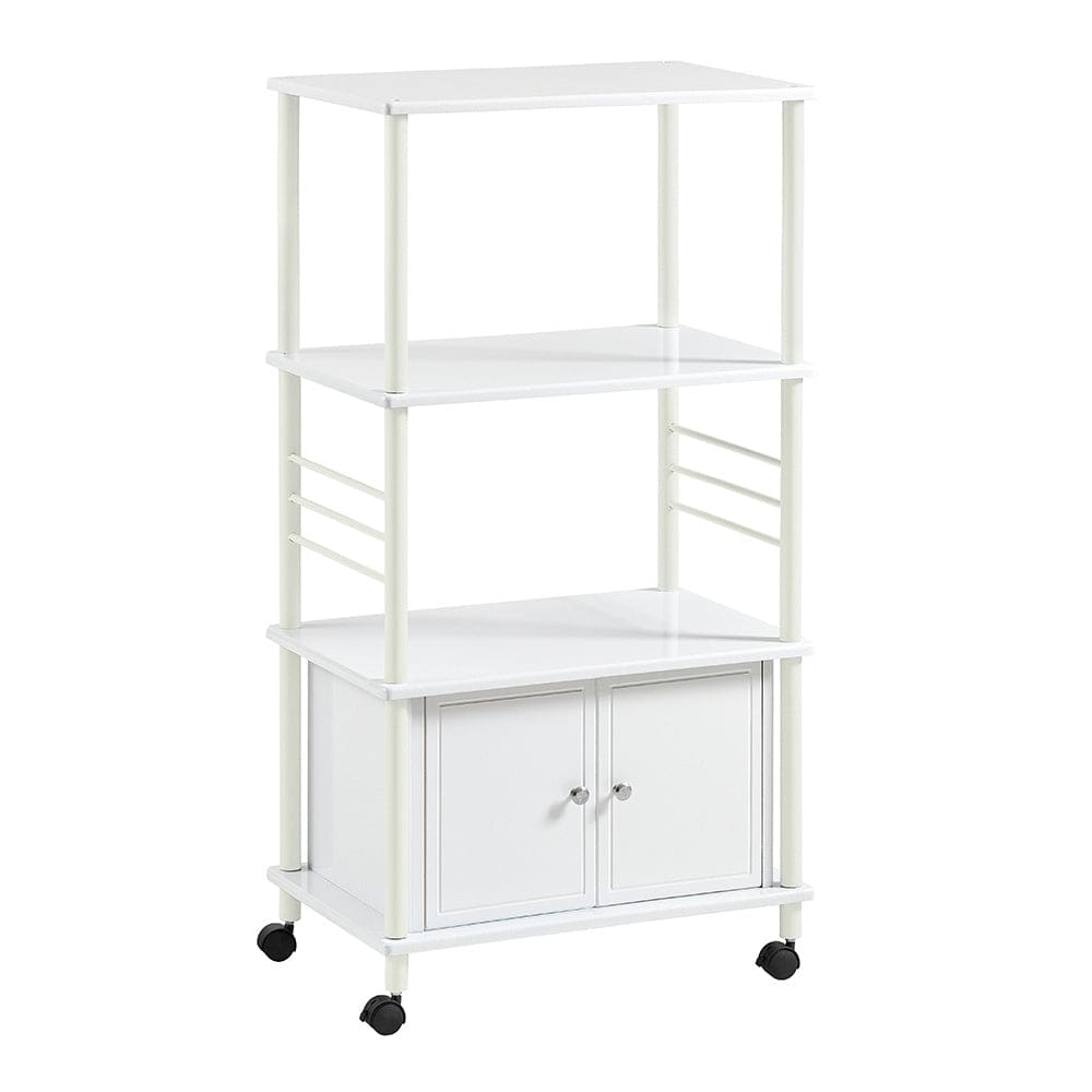 Wohnli Möbelsuche - Küchenwagen mit 3 Ablagen und 2 Türen Holz Metall Weiß