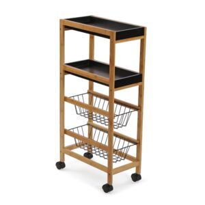 wohnli-moebel-suche-Kuechenwagen-mit-4-Regalboeden-aus-Spanplatte-in-Holzoptik-schwarz Wohnli Möbelsuche - Küchenwagen mit 4 Regalböden aus Spanplatte in Holzoptik