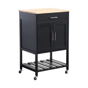wohnli-moebel-suche-Kuechenwagen-mit-Platte-aus-Hevea-Holz-schwarz Wohnli Möbelsuche - Küchenwagen mit Platte aus Hevea-Holz