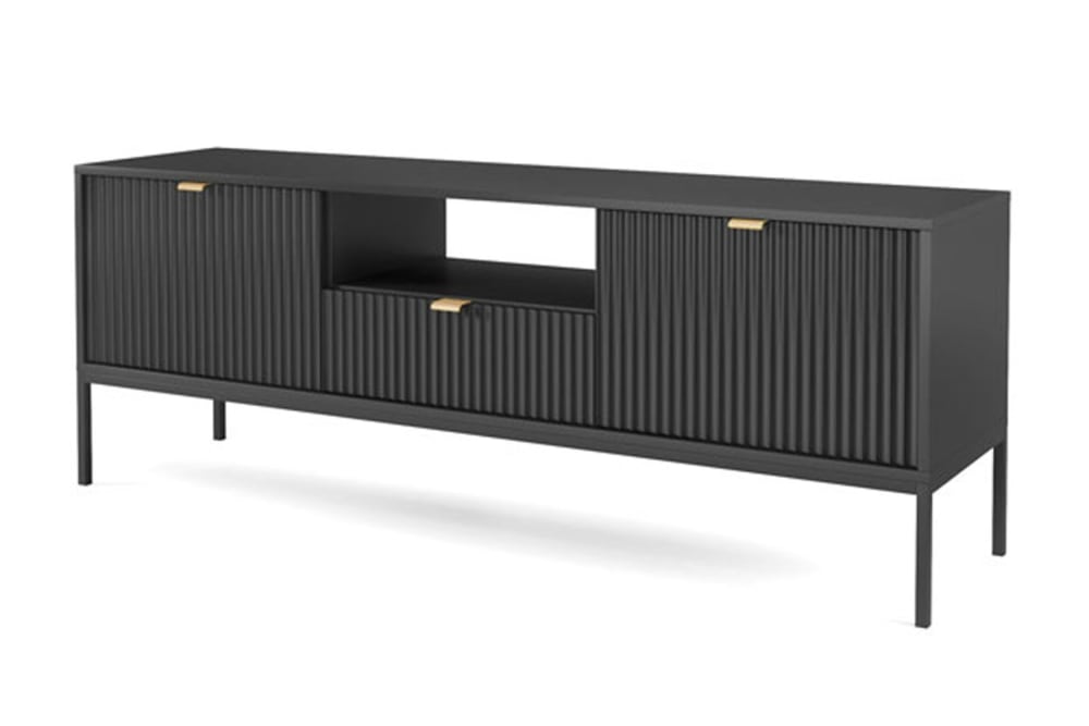 wohnli-moebel-suche-Lowboard-mit-2-Tueren-1-Schublade-Schwarz-154x39x56cm Wohnli Möbelsuche - Lowboard mit 2 Türen & 1 Schublade