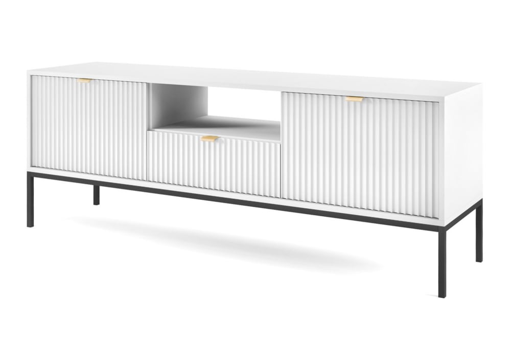 wohnli-moebel-suche-Lowboard-mit-2-Tueren-1-Schublade-Weiss-Schwarz-154x39x56cm Wohnli Möbelsuche - Lowboard mit 2 Türen & 1 Schublade