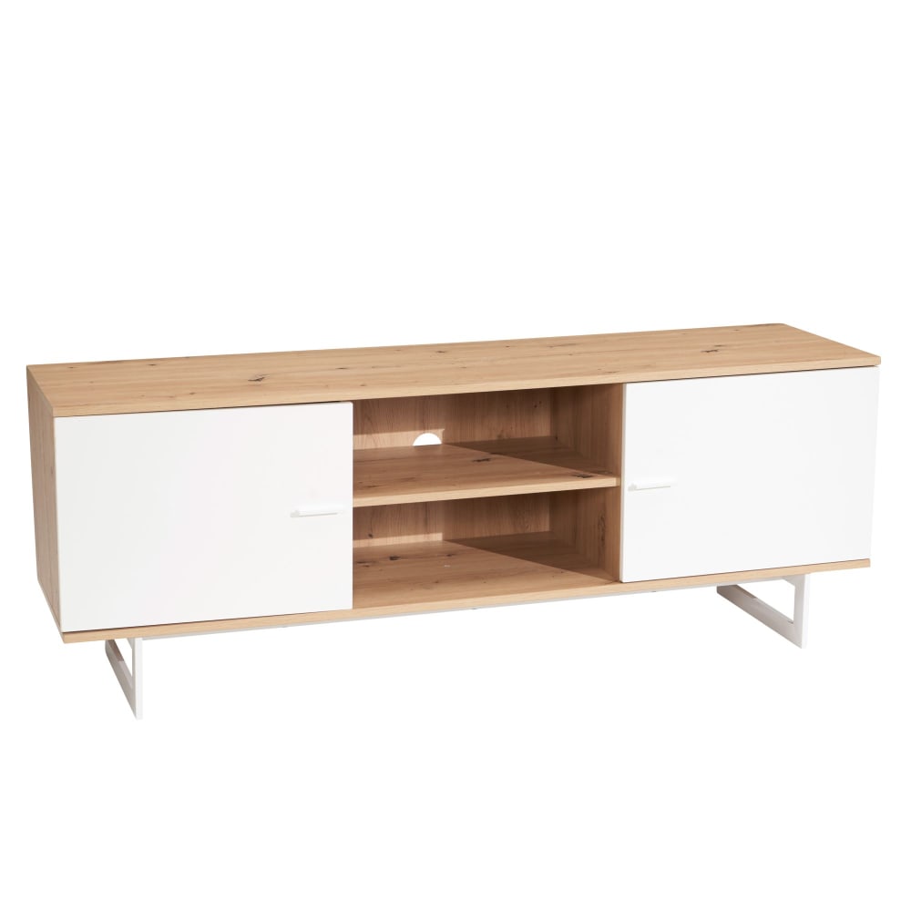 wohnli-moebel-suche-Lowboard-mit-2-Tueren-aus-Spanplatte-Weiss-Braun Wohnli Möbelsuche - Lowboard mit 2 Türen aus Spanplatte