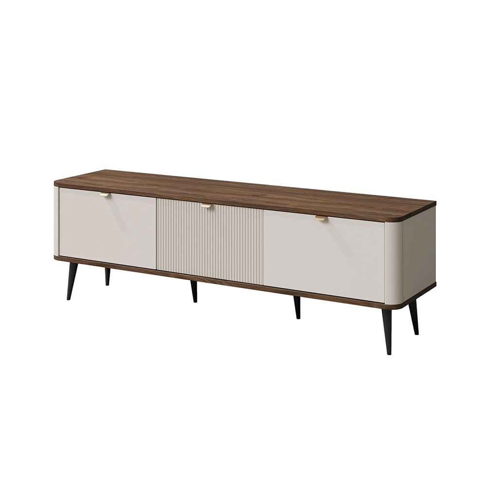 wohnli-moebel-suche-Lowboard-mit-3-Klappen-aus-MDF-160x40x52cm-Kaschmir-Walnuss Wohnli Möbelsuche - Lowboard mit 3 Klappen