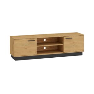 wohnli-moebel-suche-Lowboard-mit-Tueren-aus-Spanplatte-170x40x49cm-Eiche-Schwarz Wohnli Möbelsuche - Lowboard mit Türen aus Spanplatte