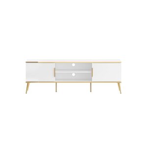wohnli-moebel-suche-Lowboard-mit-Tueren-aus-Spanplatte-MDF-160x40x53cm-weiss-gold Wohnli Möbelsuche - Lowboard mit Türen aus Spanplatte & MDF