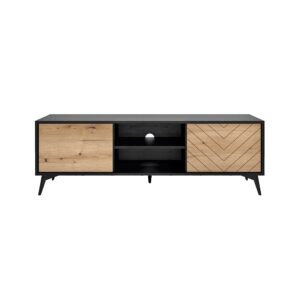 wohnli-moebel-suche-Lowboard-mit-Tueren-aus-Spanplatte153x39x49cm-schwarz-Evoke-Oak Wohnli Möbelsuche - Lowboard mit Türen aus Spanplatte