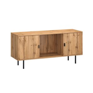 wohnli-moebel-suche-Lowboard-mit-Tueren-offenem-Fach-aus-Spanplatte-125x35x84cm-Eiche Wohnli Möbelsuche - Lowboard mit Türen & offenem Fach aus Spanplatte