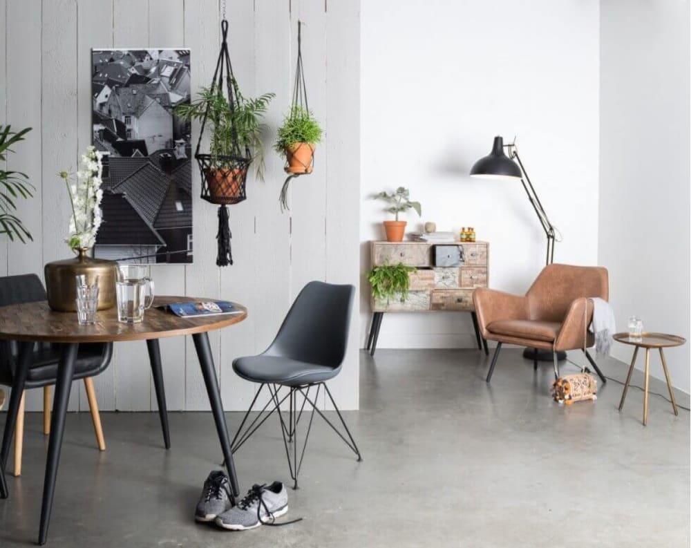 Runder Tisch aus recyceltem Teakholz mit Stahlbeinen 110x76x110cm Holz Braun Mathi Design Möbel Esszimmermöbel Esstische