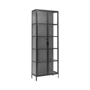 Wohnli Möbelsuche - Vitrinenschrank Phoenix 214cm aus Glas mit Metallrahmen