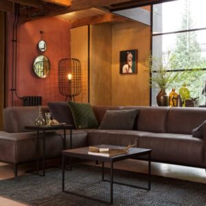 wohnli-moebel-suche-M20010902-1 Geräumiges Ecksofa 4-Sitzer aus Öko-Leder in Grau 274x77x210cm Leder Grau WOOOD Sofas und Sessel Sofas Ecksofas