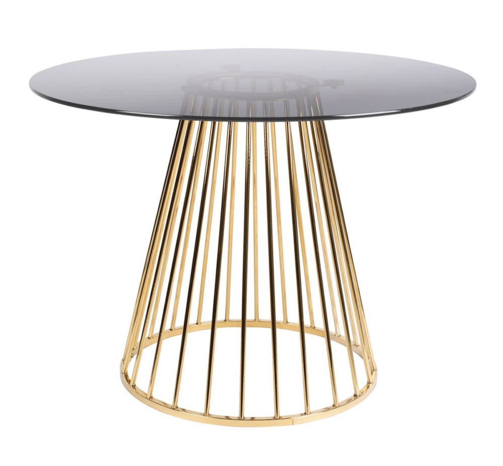wohnli-moebel-suche-M20017068 Wohnli Möbelsuche - Runder Tisch aus Rauchglas mit goldenem Fuß