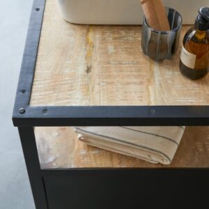 140x80x55cm Metall Schwarz Tikamoon Möbel Badezimmermöbel Badezimmerschränke