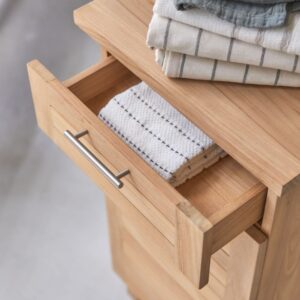 Unterschrank aus massivem Teakholz 45x90x36cm Holz Beige Tikamoon Möbel Badezimmermöbel Bad-Hochschränke