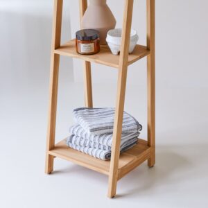 Regal aus massivem Teakholz 40x160x37cm Holz Braun Tikamoon Möbel Badezimmermöbel Bad-Hochschränke