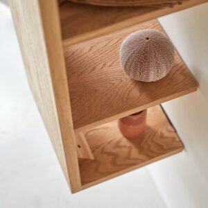 Hochschrank aus massivem Eichenholz 35x137x30cm Holz Beige Tikamoon Möbel Badezimmermöbel Bad-Hochschränke