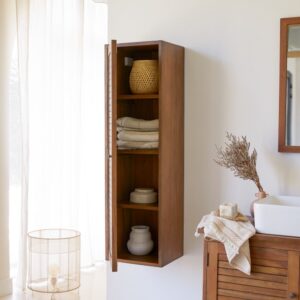 wohnli-moebel-suche-M20026384-1 Säule aus massivem Akazienholz 35x120x30cm Holz Beige Tikamoon Möbel Badezimmermöbel Bad-Hochschränke