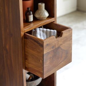 35x150x30cm Holz Braun Tikamoon Möbel Badezimmermöbel Bad-Hochschränke