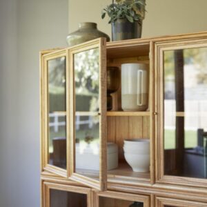 wohnli-moebel-suche-M20026397-1 Doppelvitrinenschrank aus Mindi 120x160x41cm Holz Beige Tikamoon Möbel Esszimmermöbel Vitrine und Vitrinenschrank