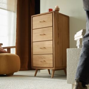 wohnli-moebel-suche-M20026401-1 Hochkommode aus massivem Teakholz 54x116x50cm Holz Beige Tikamoon Möbel Schlafzimmermöbel Kommoden