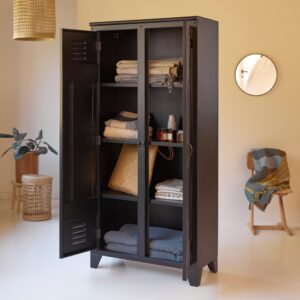 wohnli-moebel-suche-M20026438-1 Schrank aus Metall 85x180x40cm Metall Schwarz Tikamoon Möbel Schlafzimmermöbel Schränke