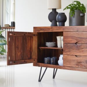 Buffet aus massivem Palisanderholz 150 cm 150x77x45cm Holz Braun Tikamoon Möbel Esszimmermöbel Sideboards, Highboards & niedrige Anrichten