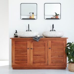 wohnli-moebel-suche-M20027709-1 Waschtischunterschrank aus massivem Mahagoniholz 140 cm 142x78x142cm Holz Braun BERAH GETAH Möbel Badezimmermöbel Waschtische