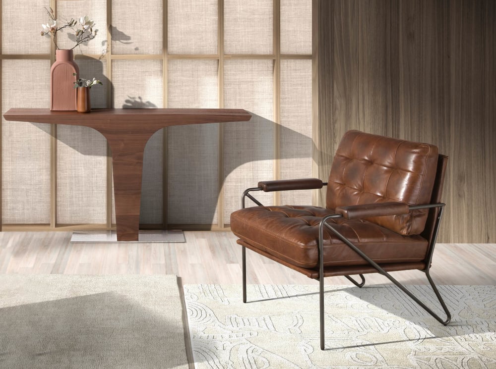 Konsole aus Walnussholz 35x80x150cm Spanplatte Braun Angel Cerda Möbel Wohnzimmermöbel Konsolentische