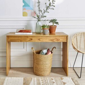 wohnli-moebel-suche-M20027901-1 Konsole aus massivem Mindi 120 cm 120x80x120cm Holz Beige BERAH GETAH Möbel Wohnzimmermöbel Konsolentische