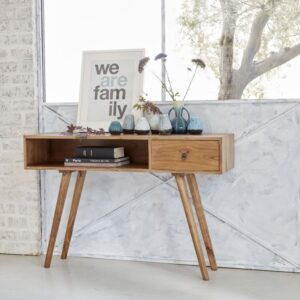 wohnli-moebel-suche-M20027911-1 Konsole aus massivem Mindi 120 cm 120x80x120cm Holz Beige BERAH GETAH Möbel Wohnzimmermöbel Konsolentische