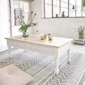 Couchtisch aus massivem Mahagoniholz 130 cm 130x45x130cm Holz Weiß BERAH GETAH Möbel Wohnzimmermöbel Couchtische