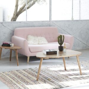 wohnli-moebel-suche-M20027986-1 Skandinavischer Couchtisch in Mindy 100x46x70cm Holz Beige BERAH GETAH Möbel Wohnzimmermöbel Couchtische
