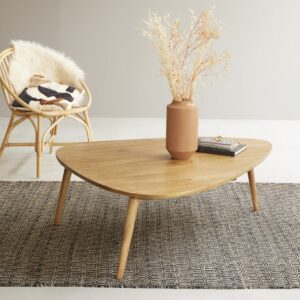 Couchtisch aus massivem Mindy 120x40x105cm Holz Beige BERAH GETAH Möbel Wohnzimmermöbel Couchtische