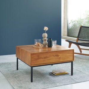 wohnli-moebel-suche-M20028041-1 Couchtisch aus massivem Teakholz und Metall 70 cm 70x40x70cm Holz Braun BERAH GETAH Möbel Wohnzimmermöbel Couchtische