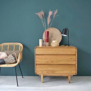 wohnli-moebel-suche-M20028118-1 Kommode mit 3 Schubladen in mindy 90x80x50cm Holz Beige BERAH GETAH Möbel Schlafzimmermöbel Kommoden